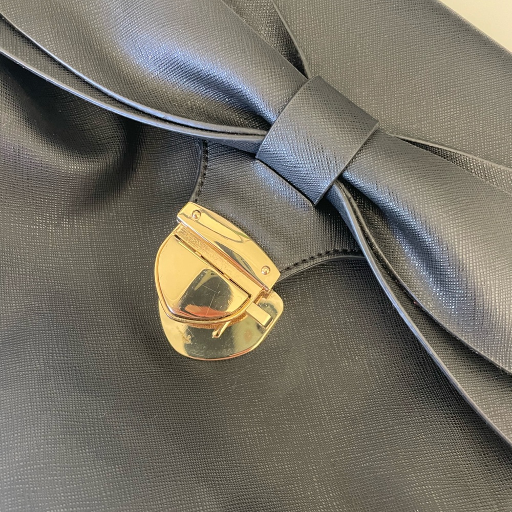 Aldo Black Satchel with Bow and Gold Accents - Picture 2 of 5